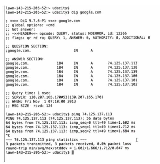 Caching DNS Lookup Example
