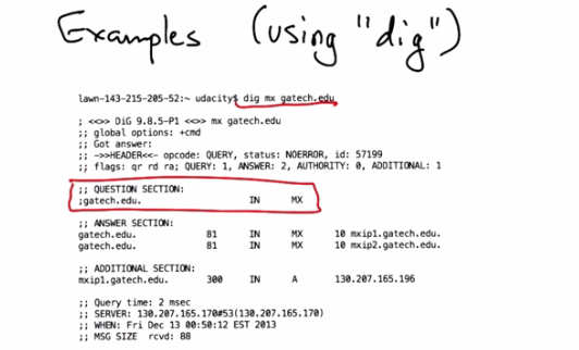 dig Example — NS Record Query for gatech.edu