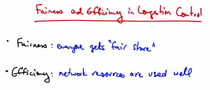 Fairness and Efficiency in Congestion Control