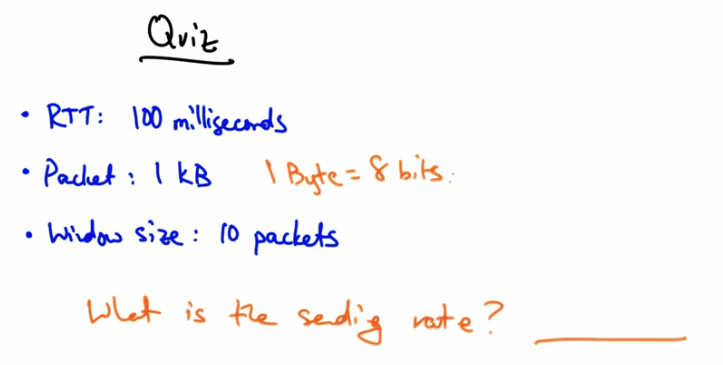 Window Based Congestion Control Quiz